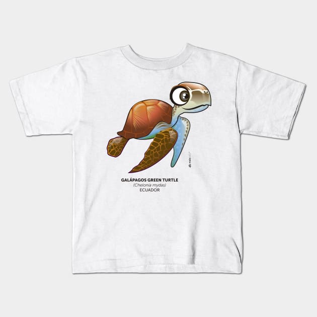 Galapagos Green Turtle Kids T-Shirt by makikelly